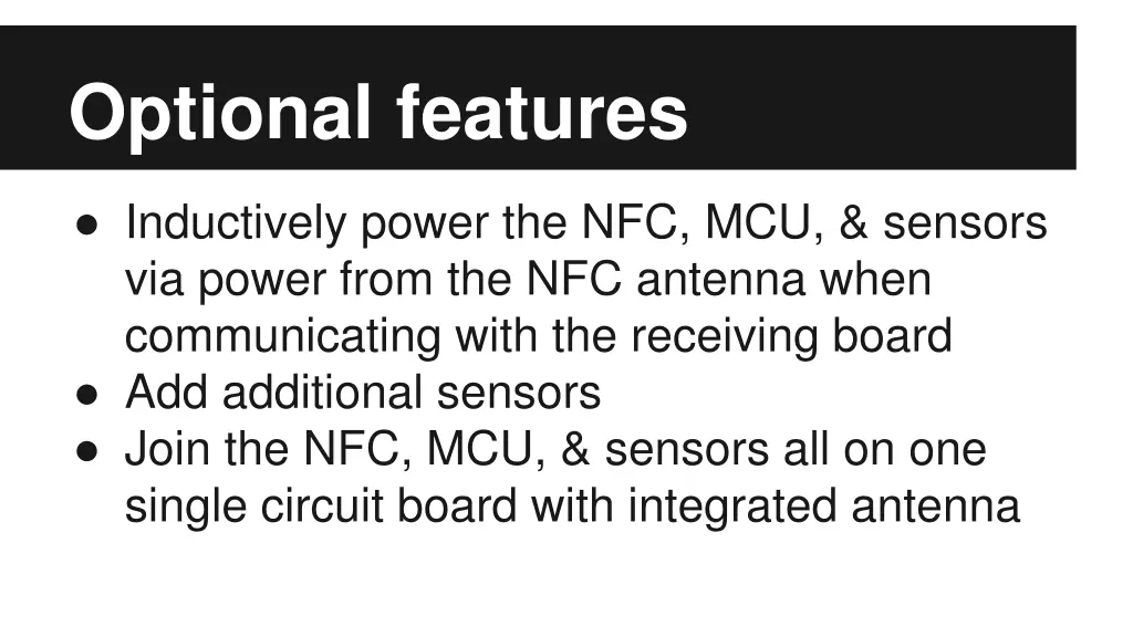 optional features