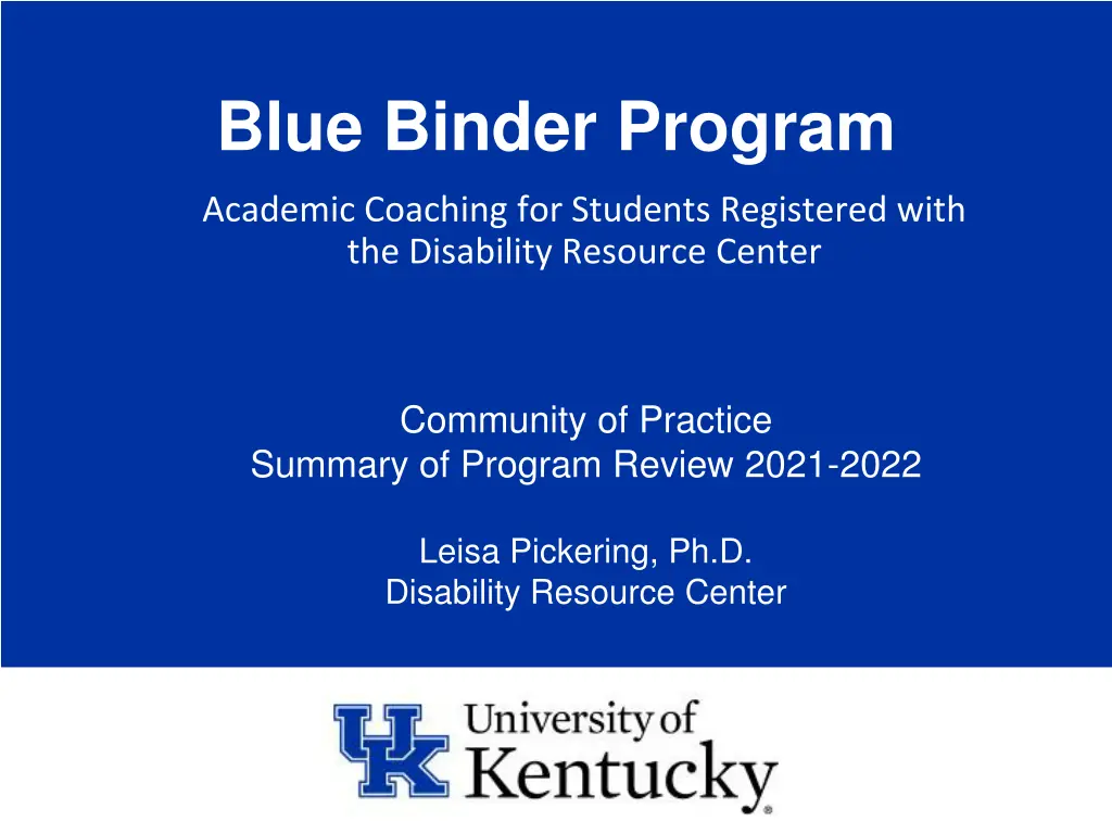 blue binder program