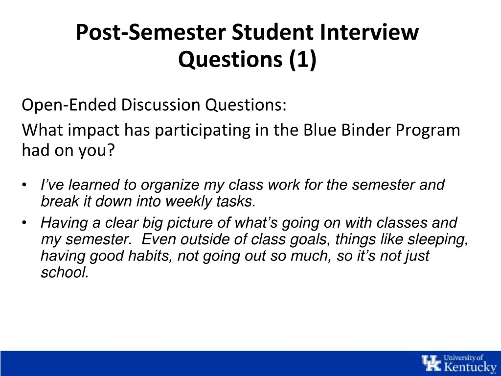 post semester student interview questions 1