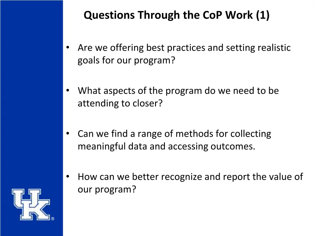 questions through the cop work 1