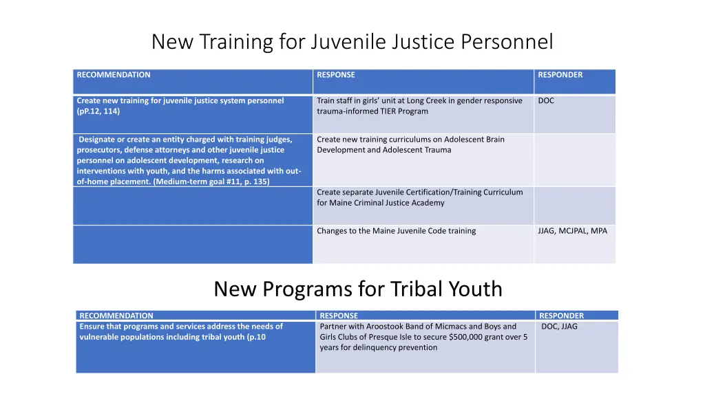 new training for juvenile justice personnel