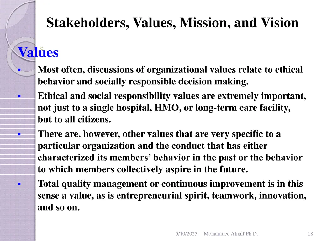 stakeholders values mission and vision 15