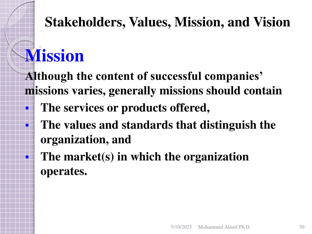 stakeholders values mission and vision 27