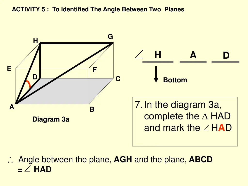 activity 5 to identified the angle between 7