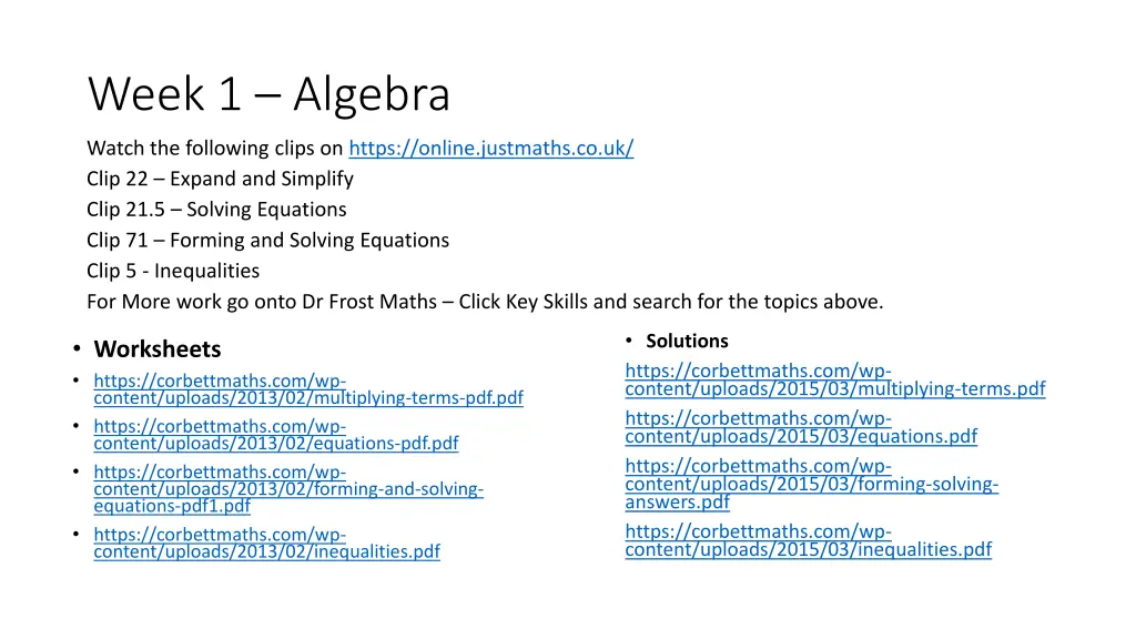 week 1 algebra
