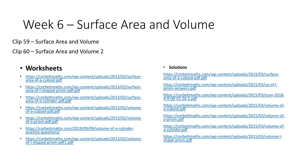 week 6 surface area and volume