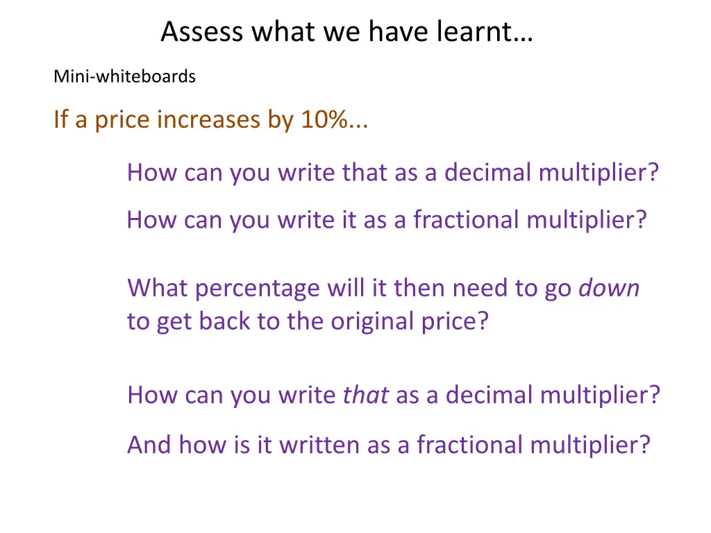 assess what we have learnt