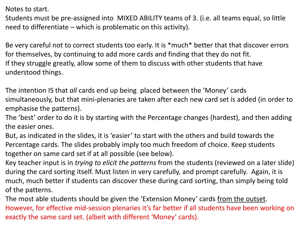 notes to start students must be pre assigned into