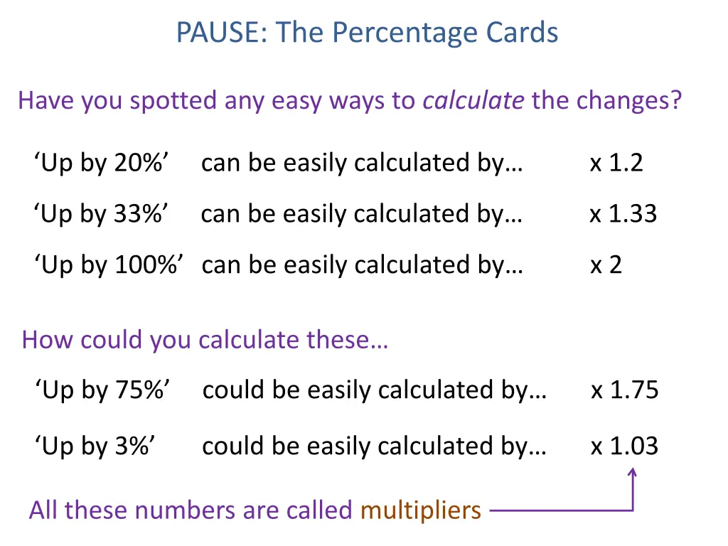 pause the percentage cards