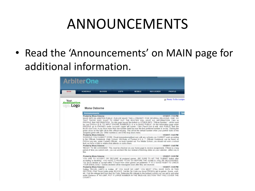 announcements