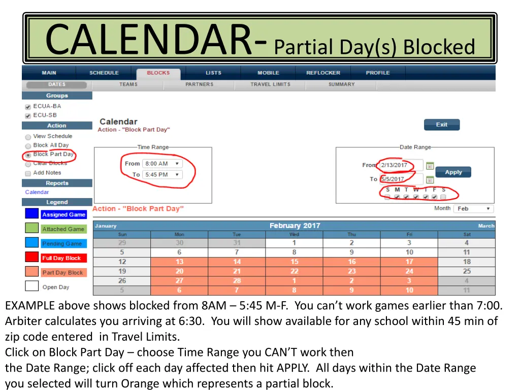 calendar partial day s blocked