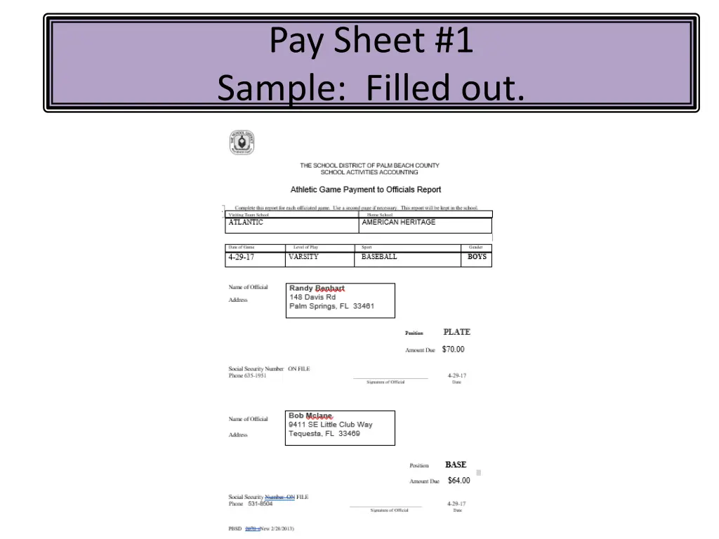 pay sheet 1 sample filled out