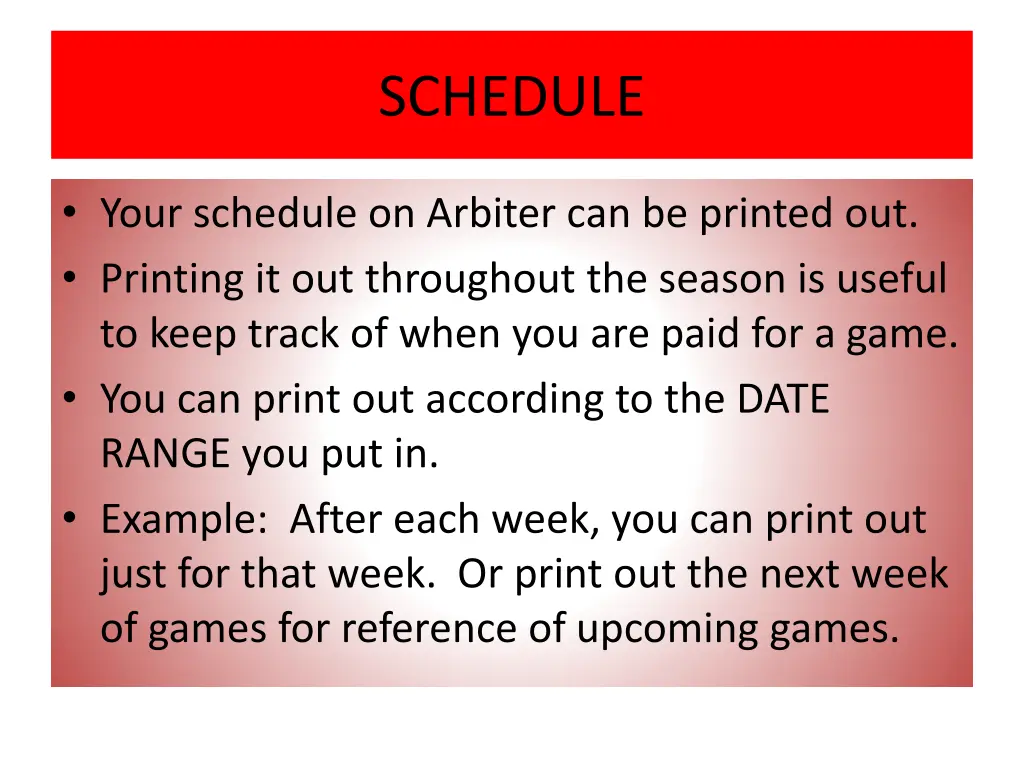 schedule