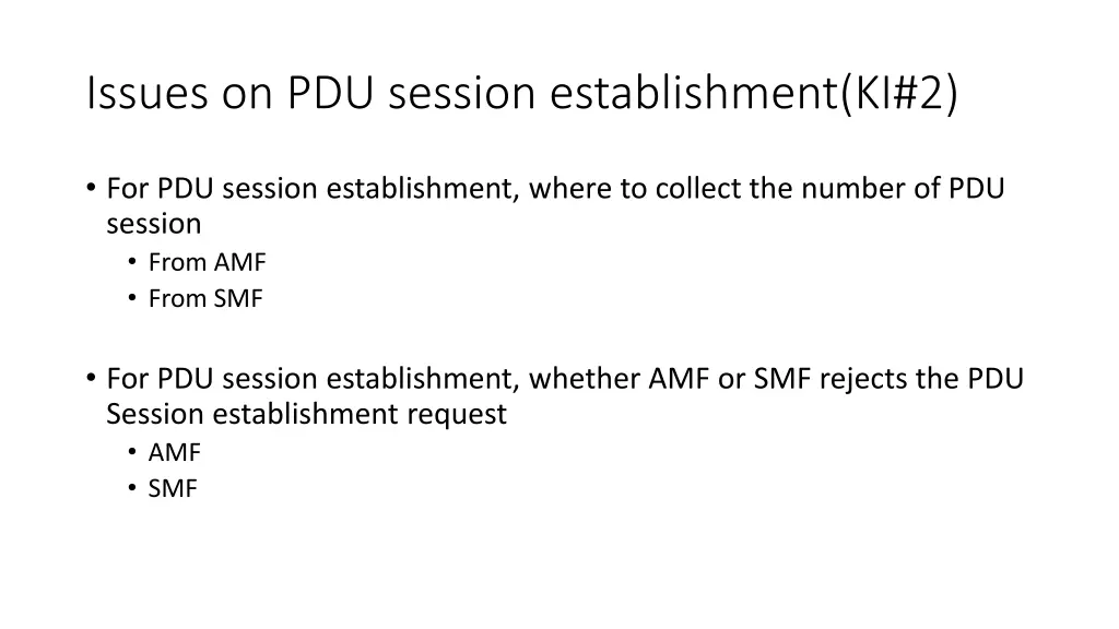 issues on pdu session establishment ki 2