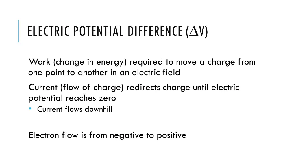 electric potential difference v
