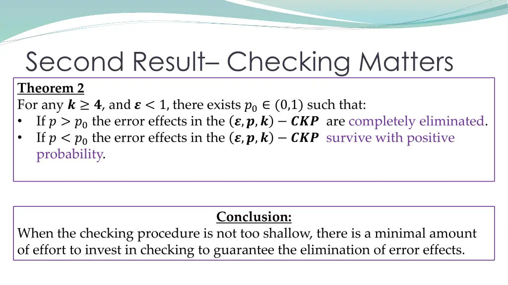 second result checking matters theorem