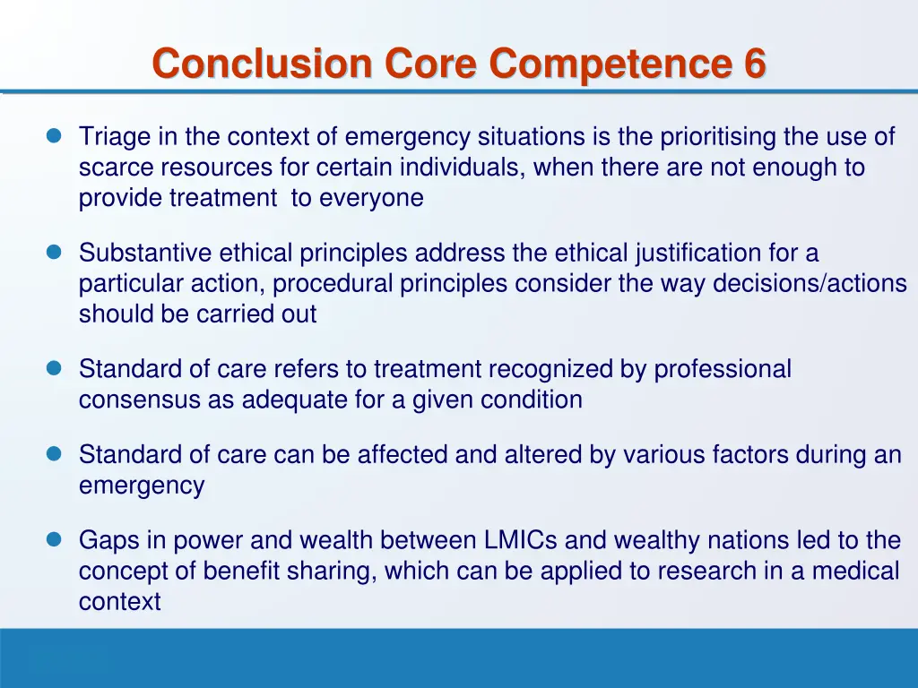conclusion core competence 6