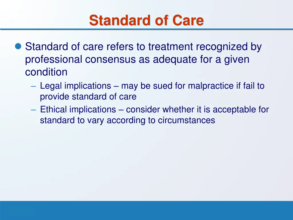standard of care