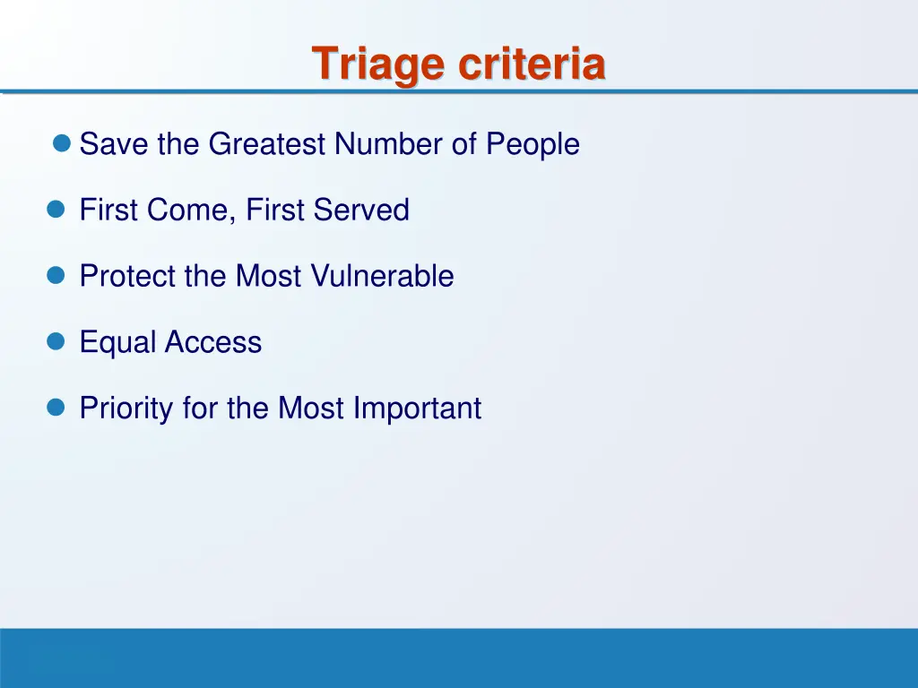 triage criteria