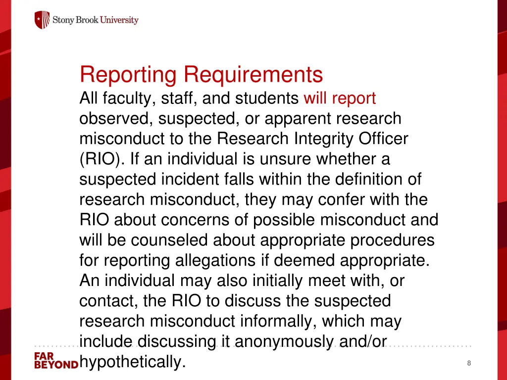 reporting requirements all faculty staff