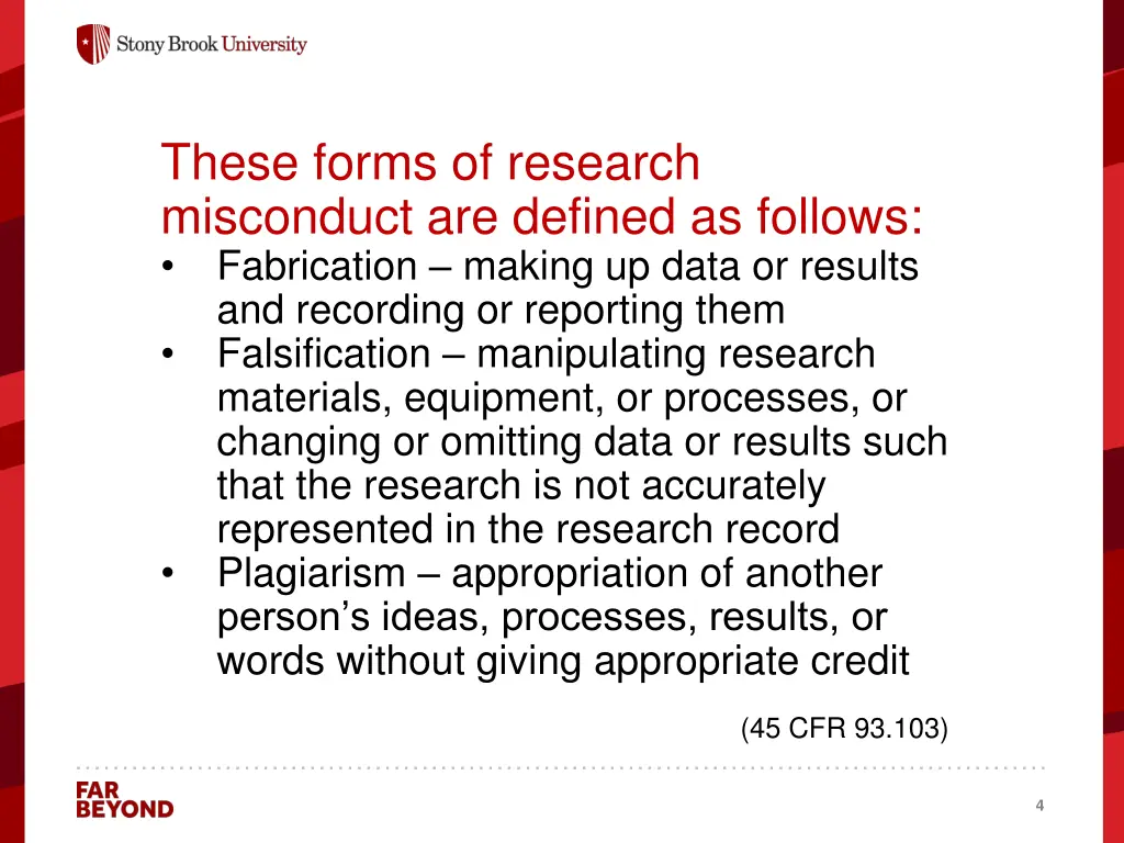 these forms of research misconduct are defined