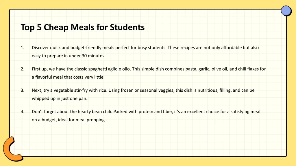 top 5 cheap meals for students