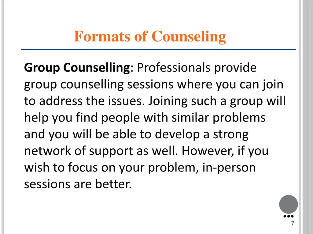 formats of counseling 1