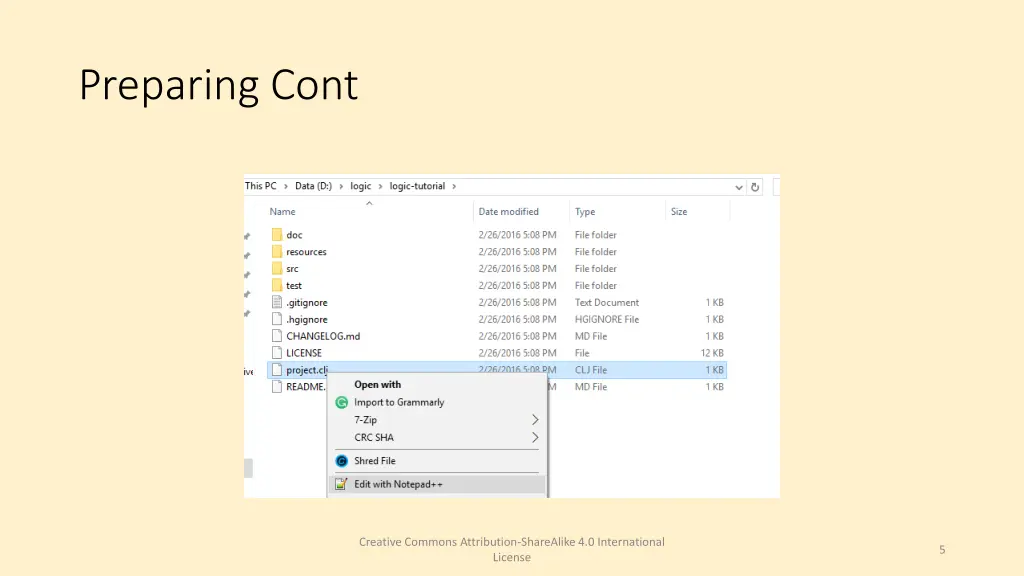 preparing cont