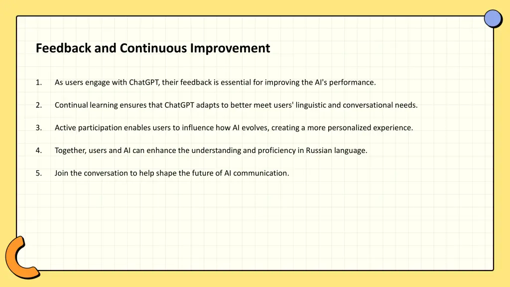 feedback and continuous improvement