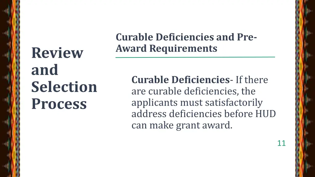 curable deficiencies and pre award requirements