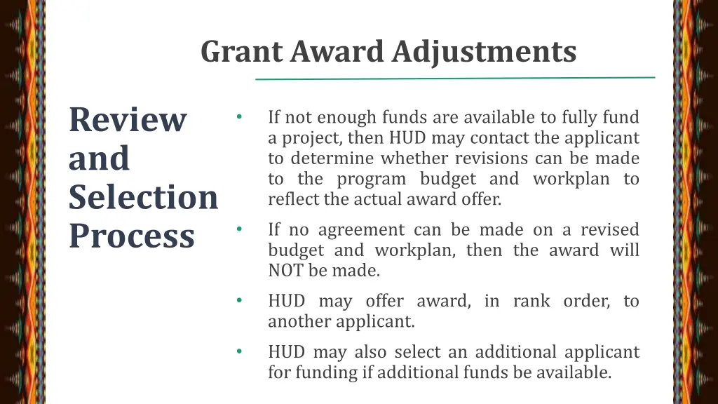 grant award adjustments