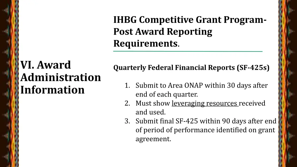 ihbg competitive grant program post award