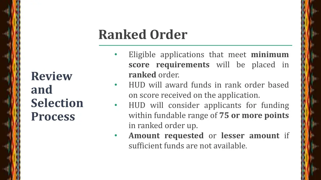 ranked order