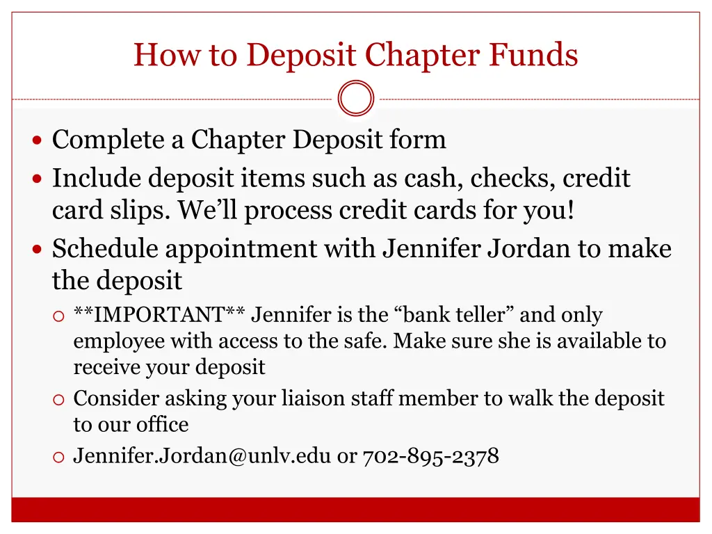 how to deposit chapter funds