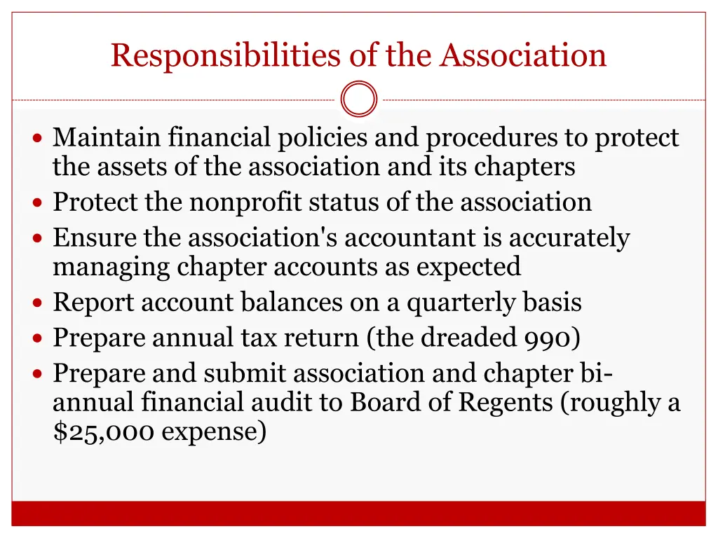 responsibilities of the association