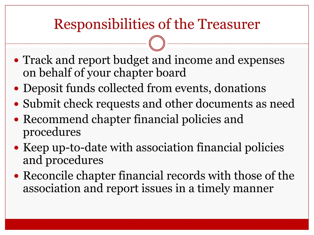responsibilities of the treasurer