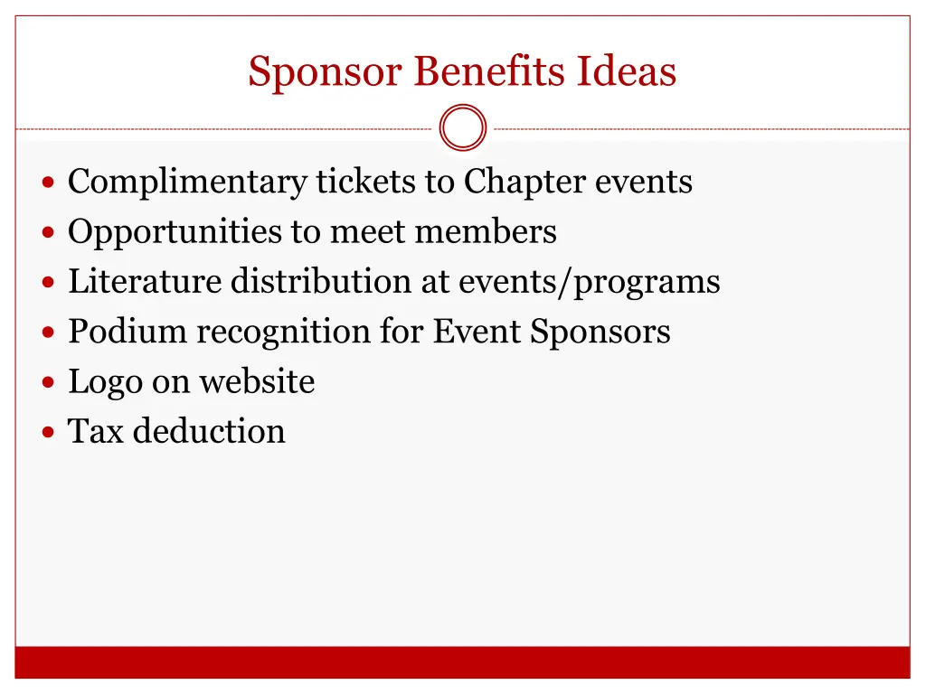 sponsor benefits ideas