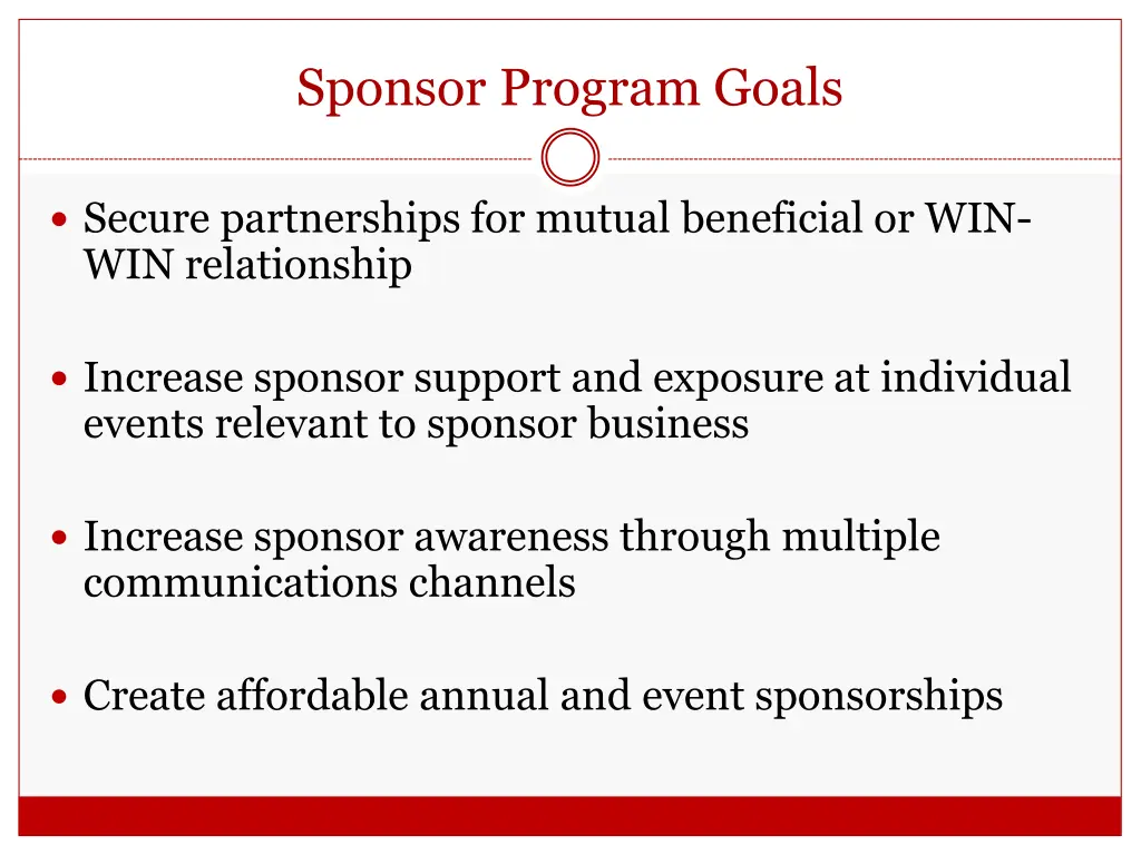 sponsor program goals