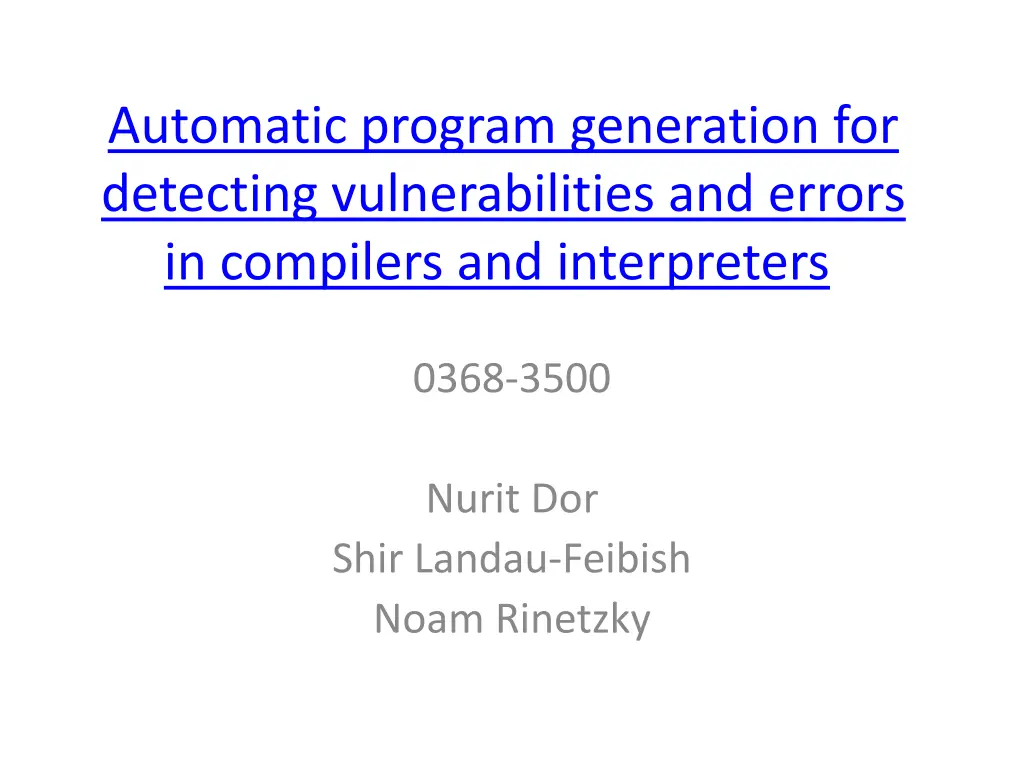 automatic program generation for detecting