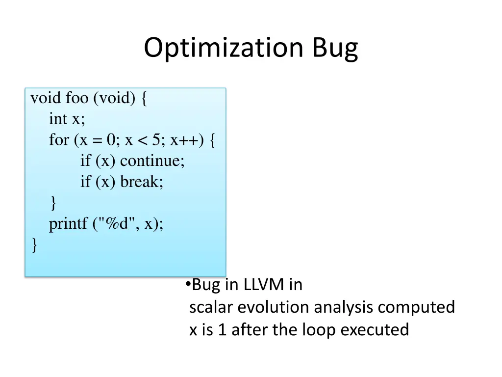 optimization bug