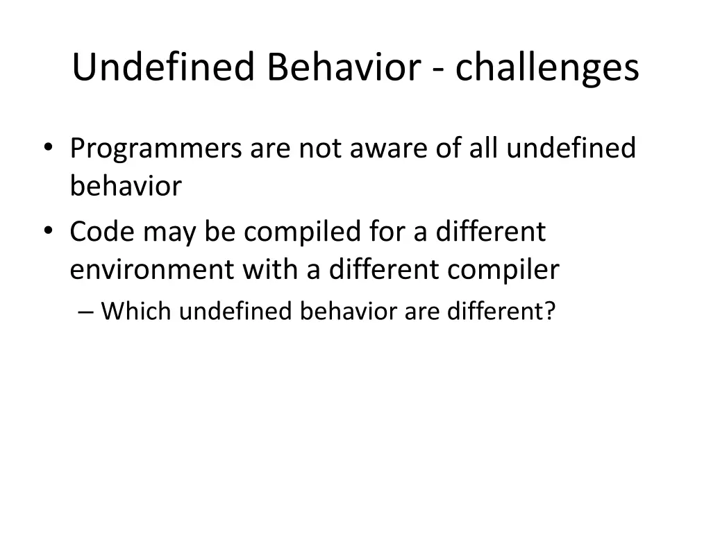 undefined behavior challenges