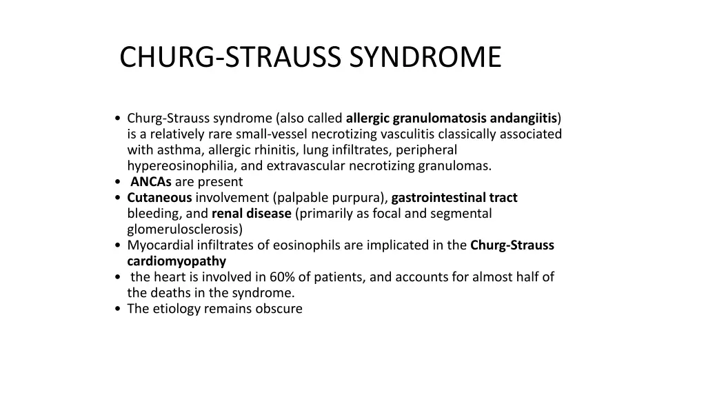 churg strauss syndrome