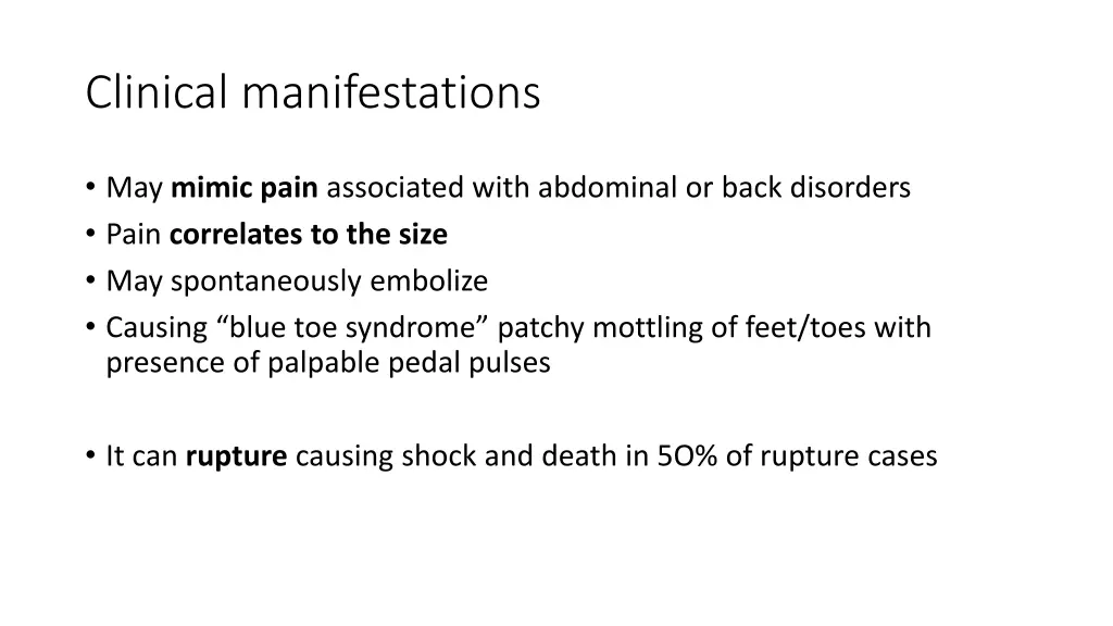 clinical manifestations