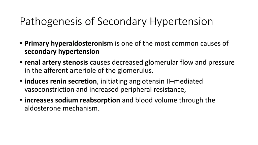 pathogenesis of secondary hypertension