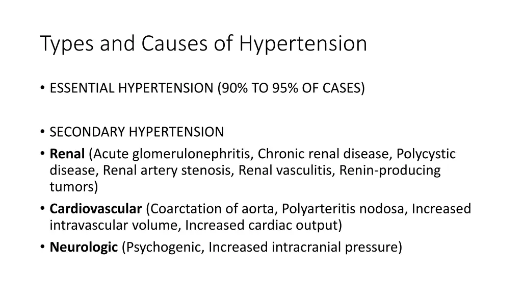 types and causes of hypertension