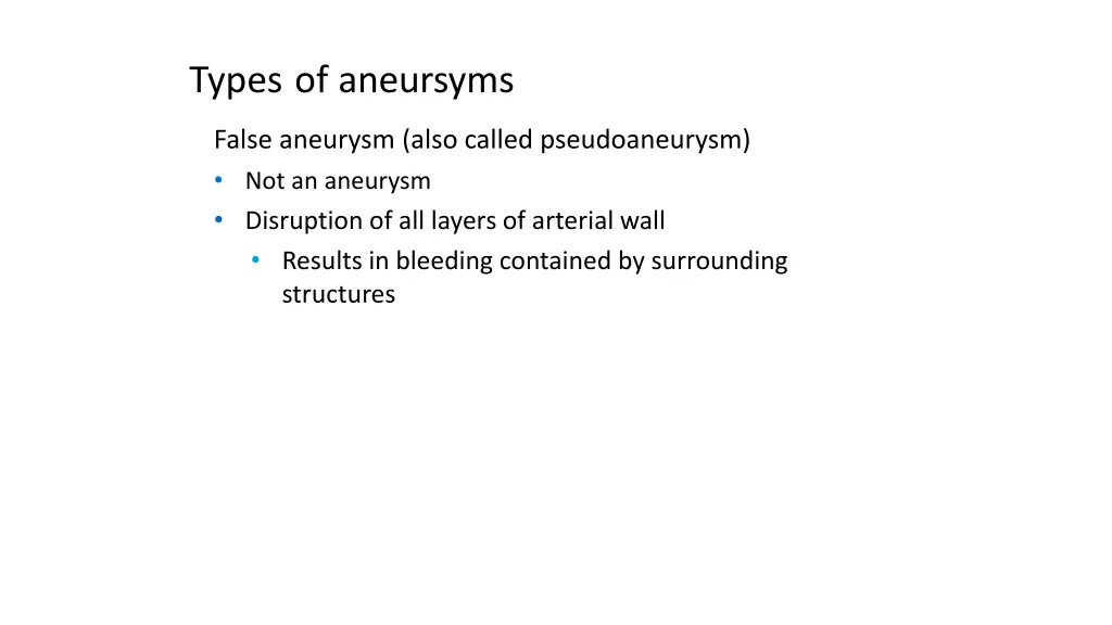 types of aneursyms