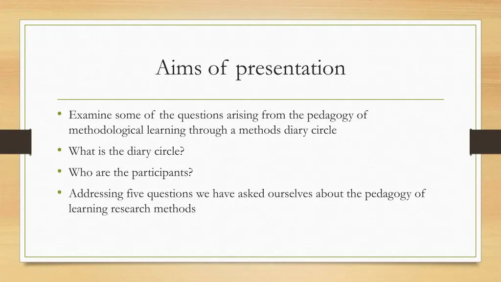 aims of presentation