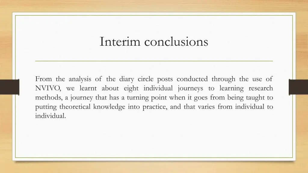 interim conclusions