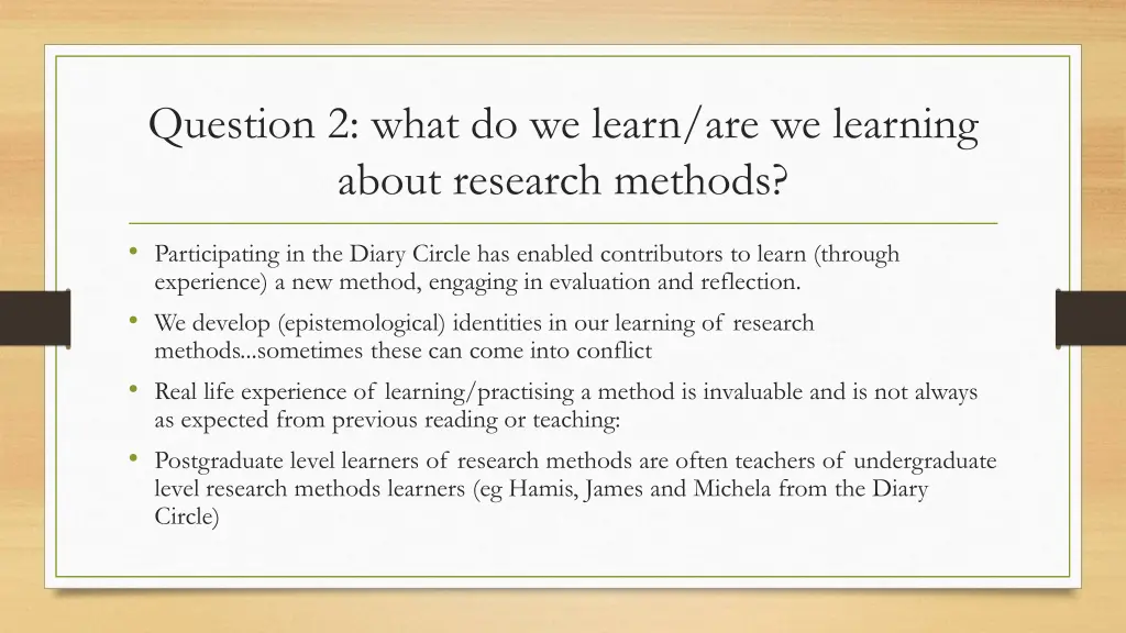 question 2 what do we learn are we learning about 1