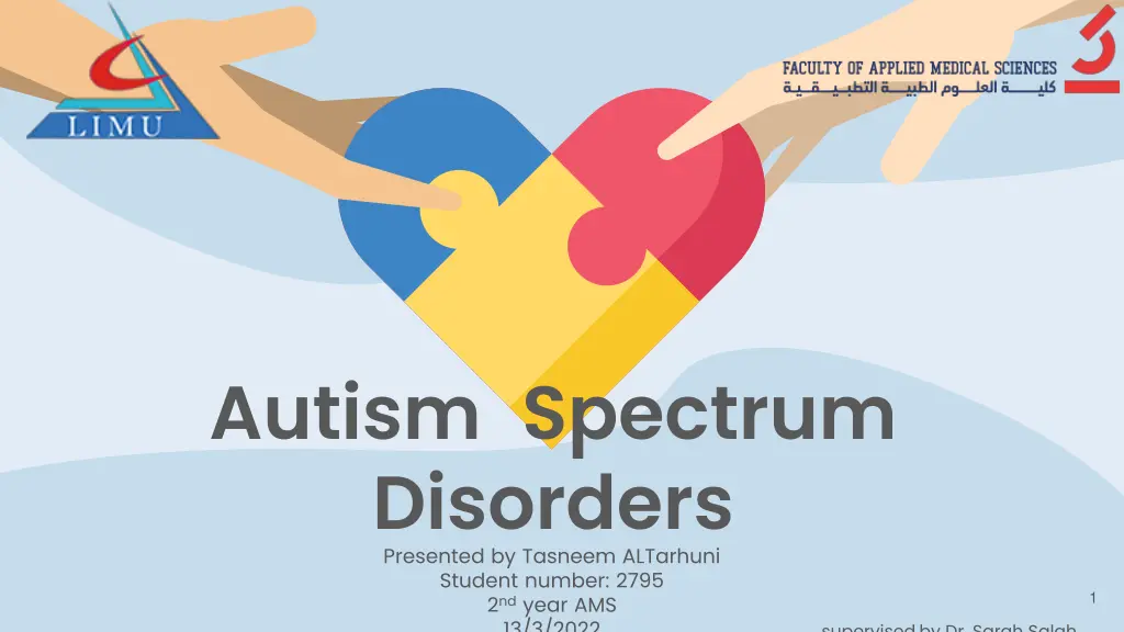 autism spectrum disorders presented by tasneem